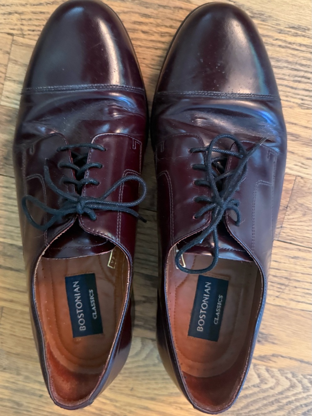 Bostonian Classics Men’s 10.5 M Burgundy Leather Cap Toe Oxford Dress Shoes